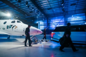 Land Rover’s partnership with Virgin Galactic celebrated as Range Rover Autobiography tows new spaceship VSS Unity at global reveal and naming event with Sir Richard Branson at the Mojave Air and Space Port, California, USA